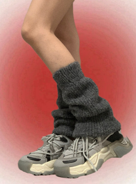 SUPPER花花 复古冬季羊毛混纺针织堆堆袜y2k毛线阔腿套