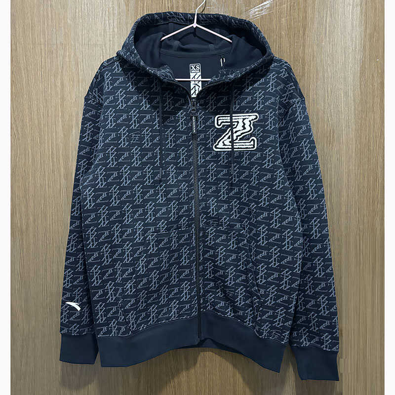 春秋蓝球针织透气连帽外套安踏