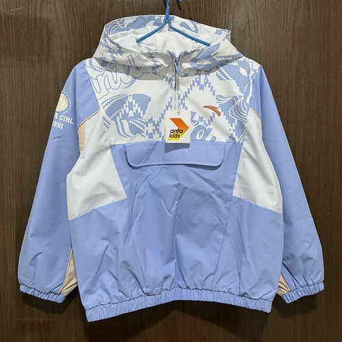 运动春秋梭织套头风衣安踏连帽