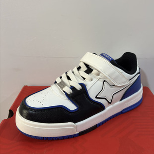 特步儿童正品春秋皮面魔术贴潮流街头滑板鞋男童板鞋677315314009