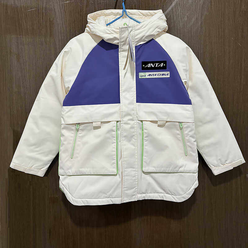 连帽儿童正品撞色时尚羽绒服安踏