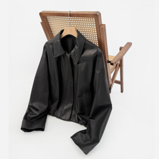 海宁真皮皮衣法式短款女2025新春款小个子时尚翻领休闲绵羊皮外套