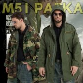 外套时尚 迷彩工装 连帽派克服 复古秋冬加厚中长款 M51鱼尾风衣美式