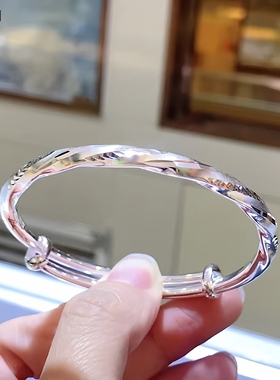 Yangui燕禧「醉花丝」银手镯女可调节足银999百搭生日礼物高品质