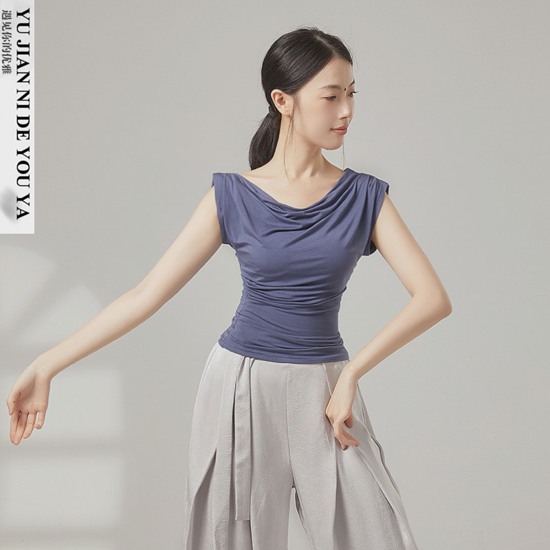 莫代尔荡领夏季无袖形体服现代舞蹈服成人练功服上衣女款新款背心