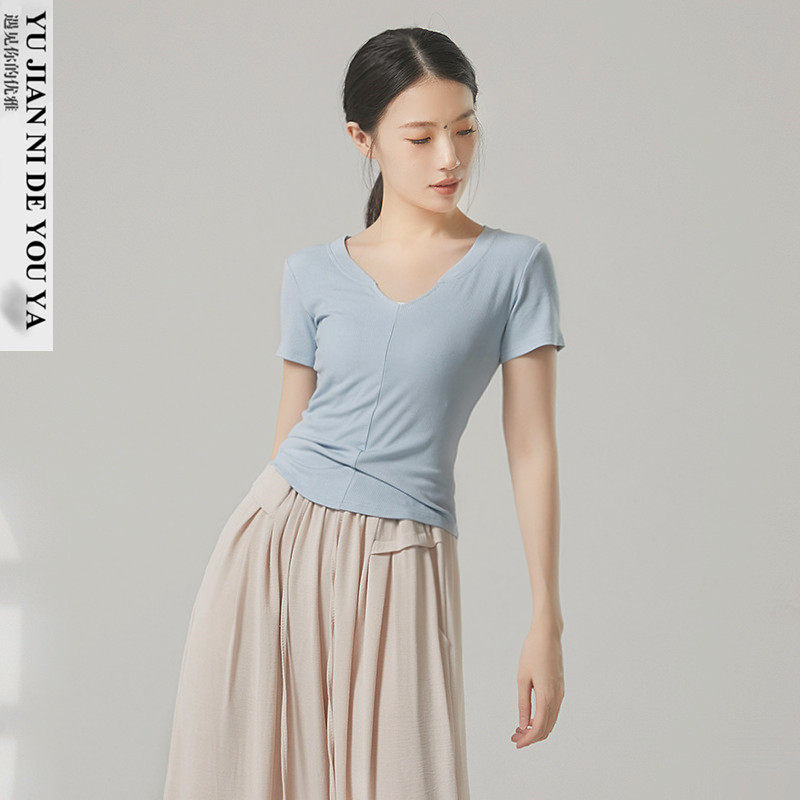 夏季短袖形体服现代舞服中国舞古典舞蹈服成人练功服上衣女款新款