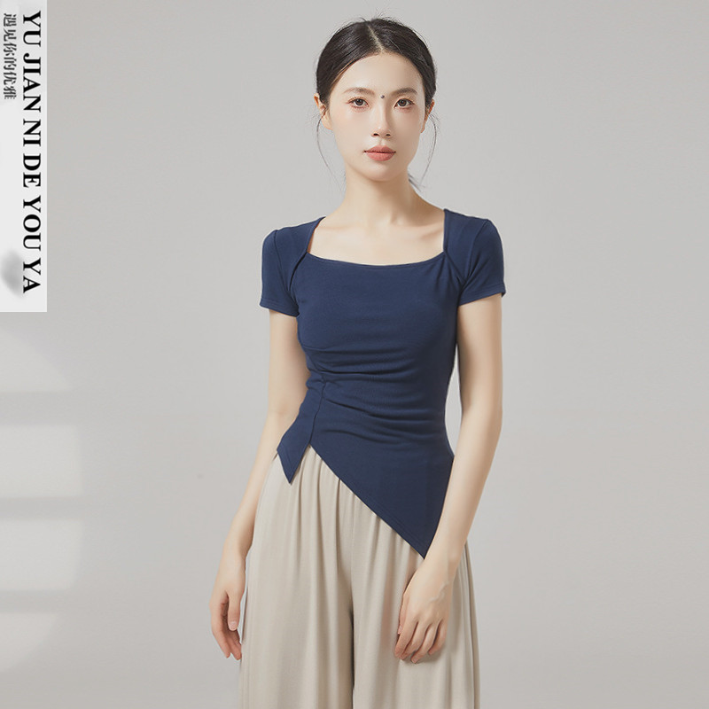 2025新款方领包肩斜角不规则形体服现代舞蹈服成人练功服上衣女款
