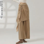 子女 阔腿裤 假两件系带成人现代舞中国舞古典舞蹈裤 遮屁股帘练功裤