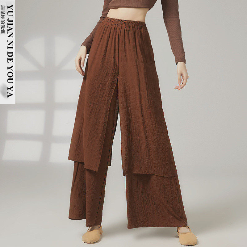 双层开叉成人宽松现代舞裤中国舞国风古典舞蹈裤练功裤子阔腿裤女,运动/瑜伽/健身/球迷用品,现代舞服装,淘宝优惠券,粉丝福利购,淘宝优惠卷