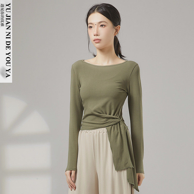 秋冬季绑带长袖形体服现代舞中国舞古典舞蹈服装成人练功服上衣女