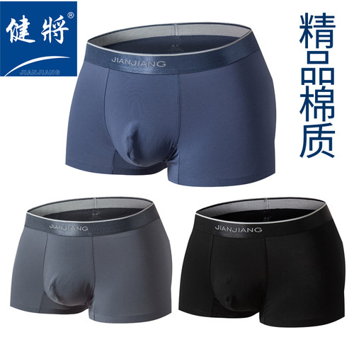 健将弹力长绒棉棉立体平角内裤