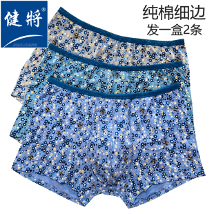 健将正品男士平角内裤时尚宽边纯色弹力棉质男式四角短裤柔软底裤