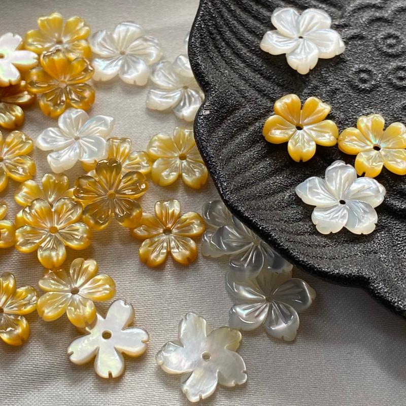 黄贝白蝶贝12MM14MMdiy耳饰头饰发簪贝壳花天然贝壳