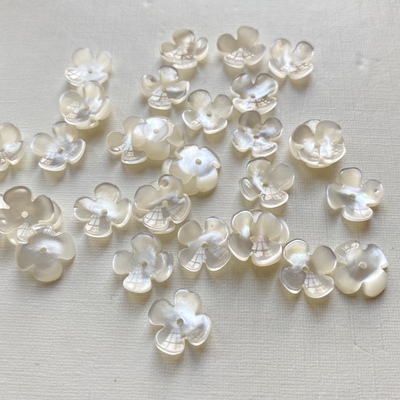 四瓣四叶草碗花黄贝白蝶贝10mmdiy发簪头饰饰品配件