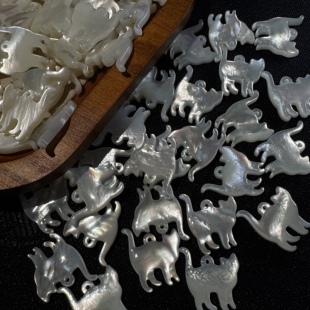 蝶贝猫白蝶贝黄贝黑贝小猫吊坠diy饰品配件