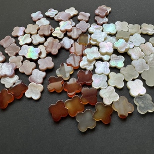 四叶草白贝母配件玛瑙白蝶贝粉贝珠宝镶嵌幸运草微瑕处理无孔