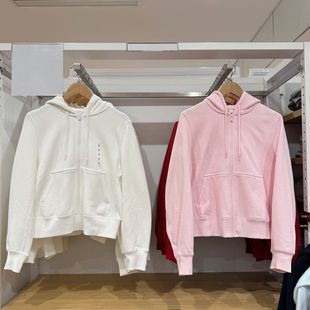 休闲运动连帽卫衣女装拉链短外套纯色宽松长袖开衫上衣春款484236