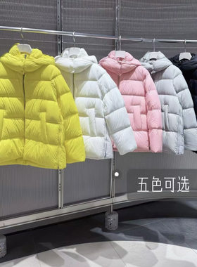 现货 连帽中款羽绒服方格绗缝宽松加厚保暖面包服上衣女冬