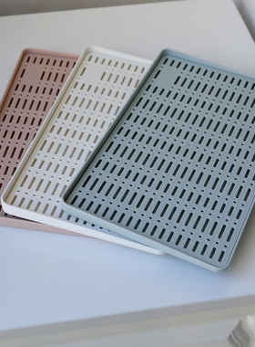 沥水盘多功能塑料长方形茶盘双层放茶水杯托盘滤水白色餐盘水果盘