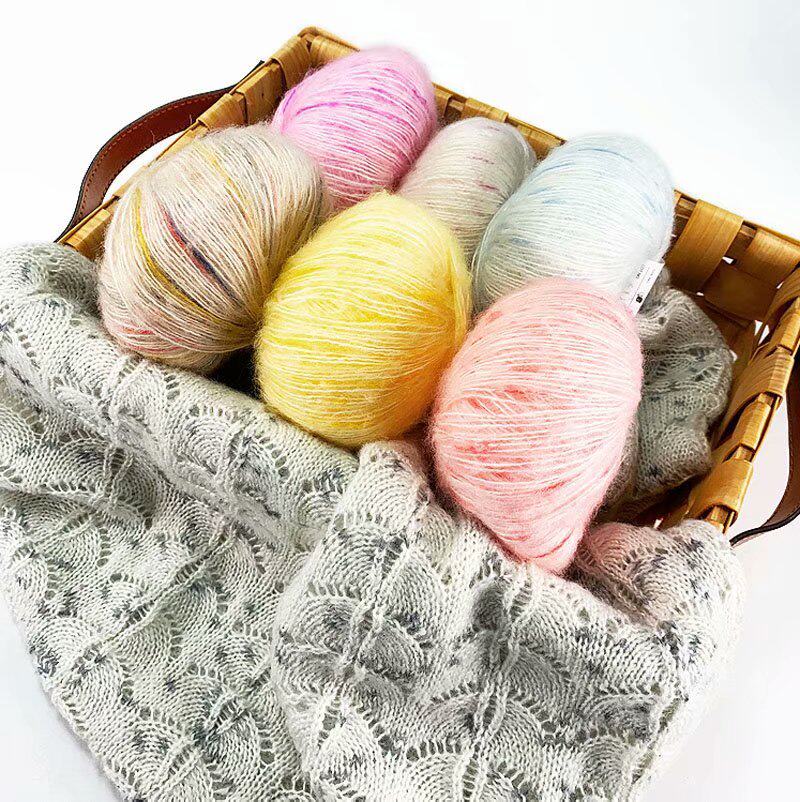 SPOTTED MOHAIR WOOL YARN IN FINE COLOR DOTS WOOL THREAD HAND KNITTED DIY CROCHET THREAD SHAWL SCARF SWEATER THREAD BALLS