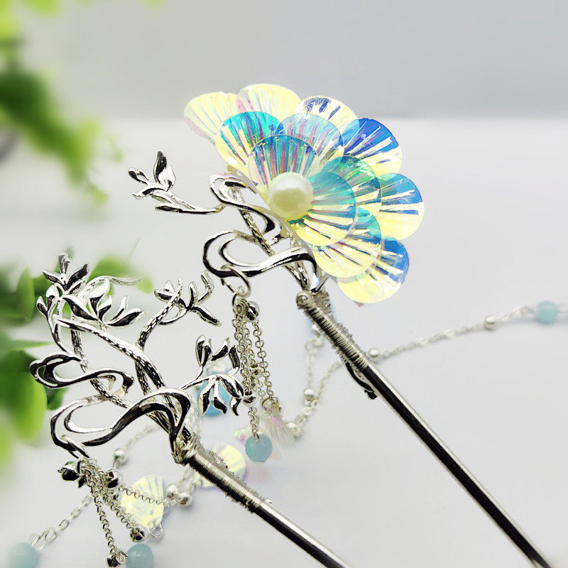 白鹿长月烬明黎苏苏桑酒盘发发簪贝壳树枝流苏衍生古风发饰配饰