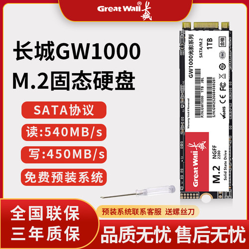 M2接口SATA协议固态硬盘高速1TSSD台式机笔记本电脑GW1000