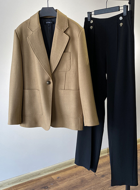 oldmoney优雅老钱风 全羊毛精纺三贴袋微收腰正肩西装西服外套