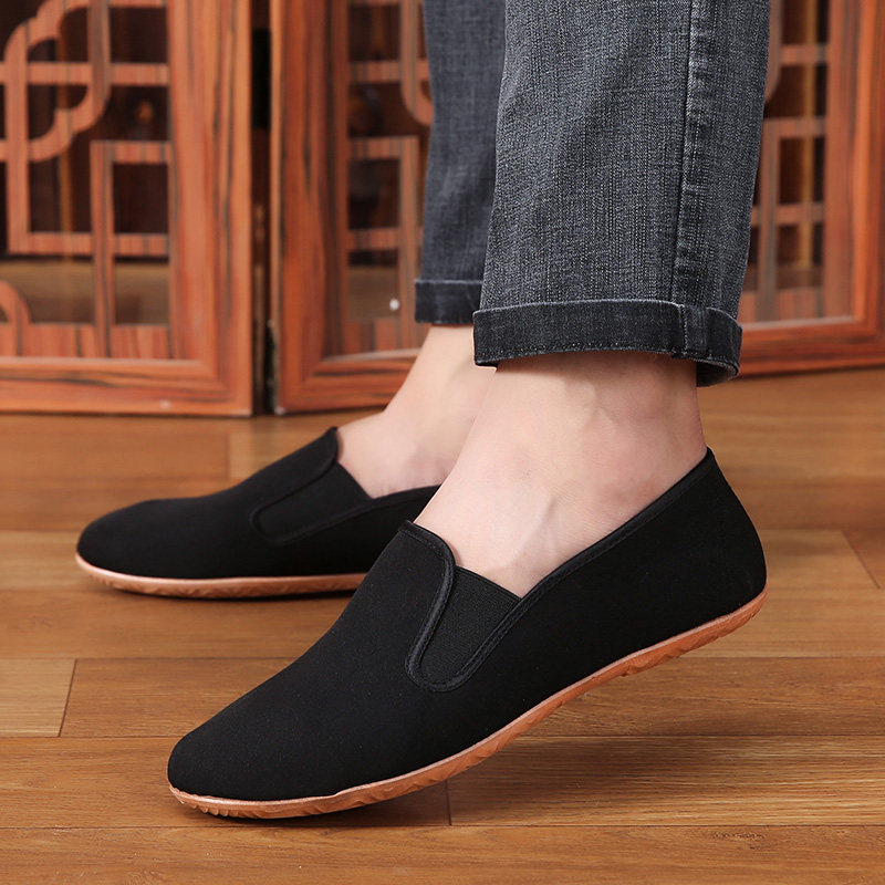 男士吸汗透气布鞋圆头平跟套脚春秋老北京布鞋春季黑色经典休闲中,流行男鞋,布鞋,淘宝优惠券,粉丝福利购,淘宝优惠卷