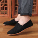 吸汗透气布鞋 圆头平跟套脚春秋老北京布鞋 春季 男士 黑色经典 休闲中