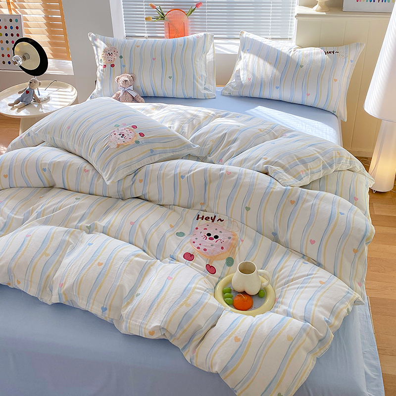 全棉双层纱刺绣四件套