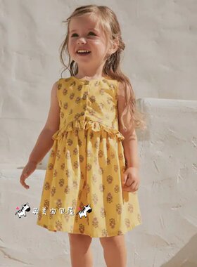 NEXT英国女童装黄色碎花背心裙