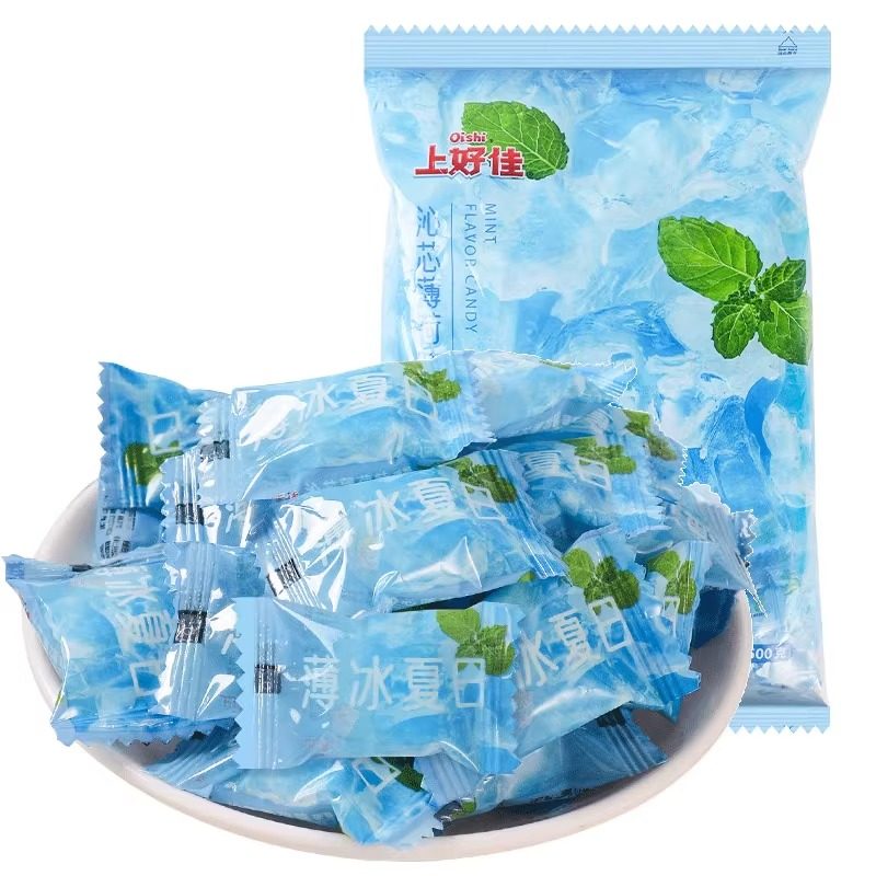 上好佳薄荷糖500g强劲清凉硬糖润喉糖清新口气招待糖果散装批发