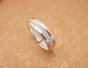 999纯银戒指麻花手编戒指情侣戒指老银手工个性开口戒指女定制