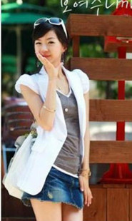 夏装新款修身小西装外套棉麻亚麻女装韩版一粒扣女士短袖西服薄款