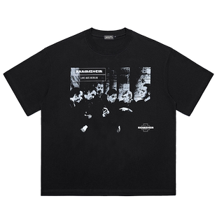 Rammstein德国战车工业重金属摇滚乐队美式街头复古潮牌短袖T恤
