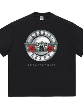 热石俱乐部HotStone摇滚T恤潮牌男女GunsNRoses枪花乐队LOGO经典