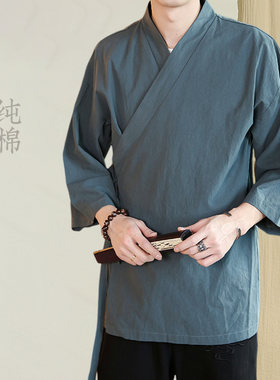夏季薄款纯棉斜门襟汉服七分袖