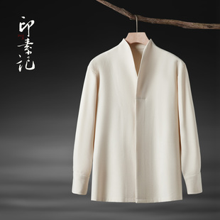 中国风男装春秋款新中式衬衫禅意衬衣V领开衫中式男女汉服薄外套