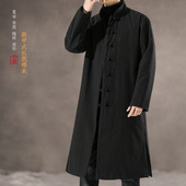 男棉服加厚大码 印素中国风长款 棉衣唐装 道服道袍盘扣立领保暖外套