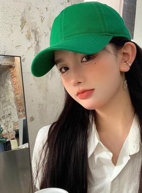绿色帽子2025年新款男女软顶棒球帽宽帽檐鸭舌帽防晒遮阳刺绣定制