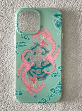 琯朗原创｜【清仓不退换】松花绿龙新中式手机壳 IMD大孔亮面闪粉