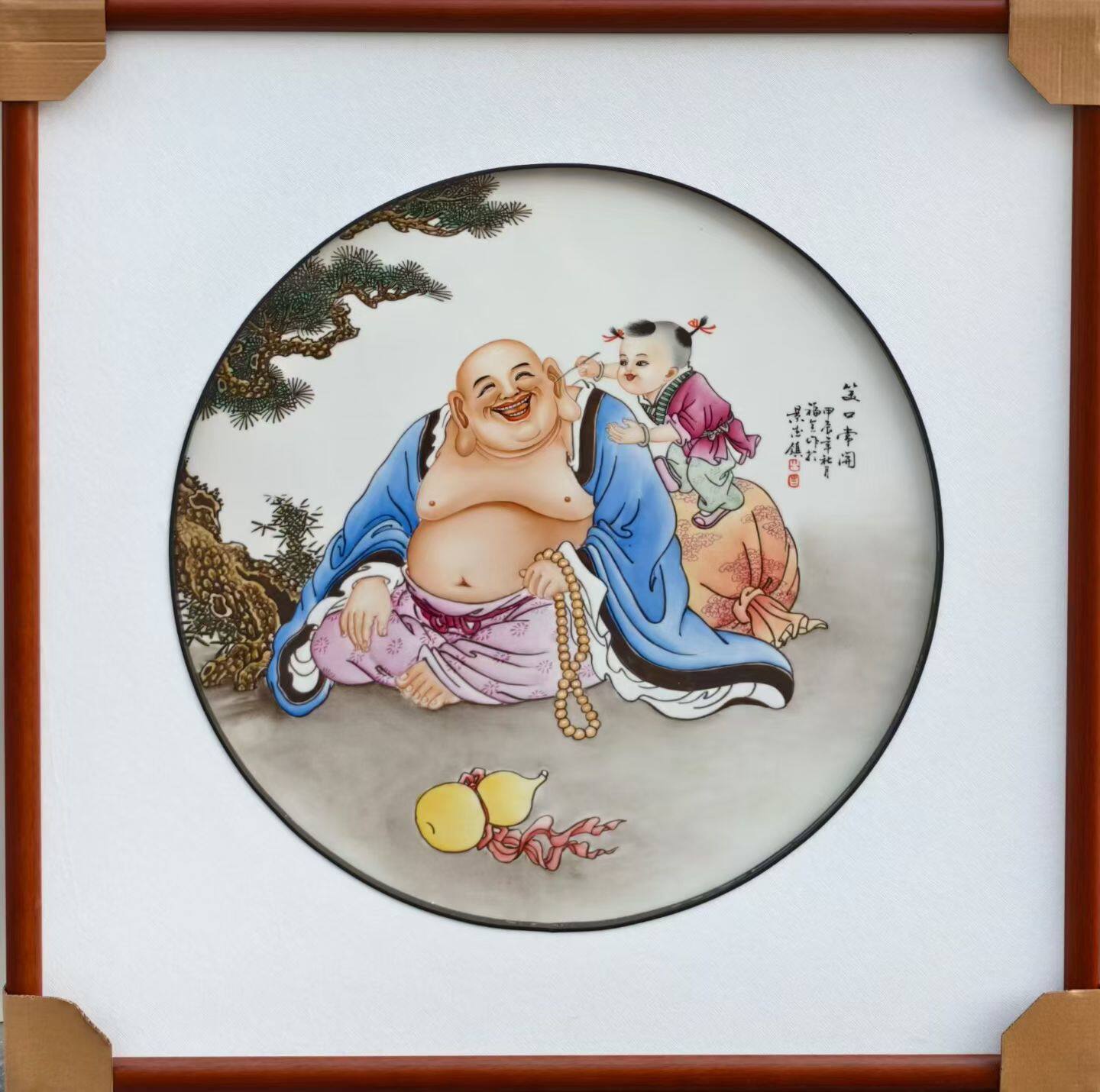 景德镇高档陶瓷手工手绘釉上彩圆形瓷板画挂画客厅摆件工艺品包邮