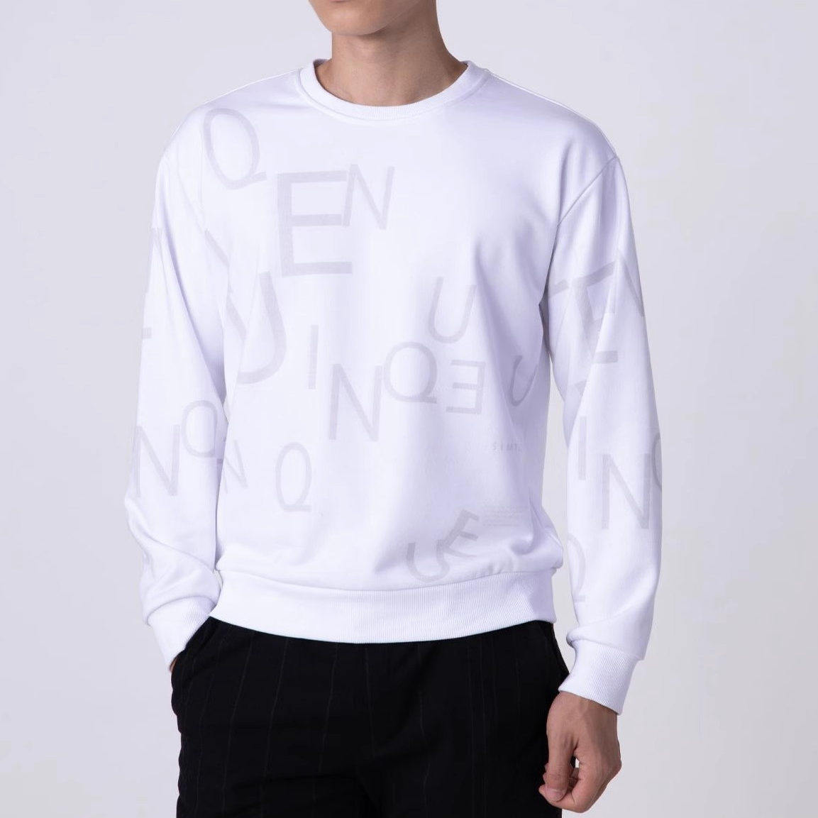 Q0QTX0011S 0012S 0091S男装秋季新休闲圆领帅气潮流长袖T恤卫衣