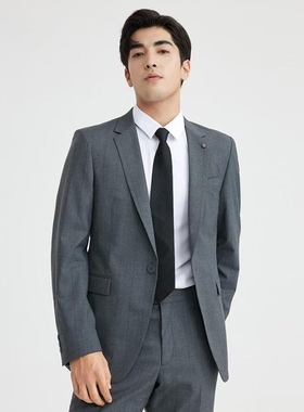 A4CXF051SA利家春季时尚正装商务上班平驳领一粒扣西服两件套男