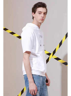 19XTX6402 6403 3401Y男装夏季新款时尚连帽休闲宽松百搭短袖T恤