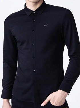 20QZC0061S秋季新款黑色利家专柜绅士简约男商务时尚透气长袖衬衫