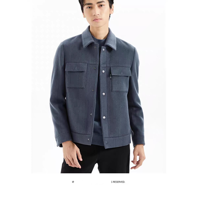 Q3DYR5031 5032 5151 5131Y利家冬季潮流新款翻领短款呢子夹克男