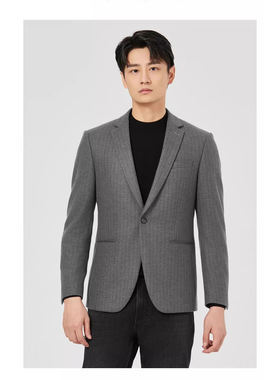 24QDX311SA利家秋季新款时尚舒适平驳领修身休闲百搭西服外套男士