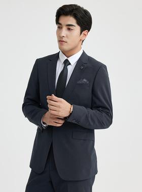 A4CXF041SA利家春季商务新款平驳领格子休闲九分裤百搭西服套装男