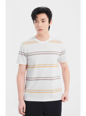 25XTX3661Y利家夏季时尚舒适新款透气修身条纹圆领百搭短袖T恤男